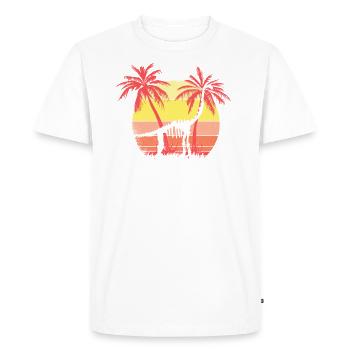 Dinosaur Brachiosaurus Skeleton Summer Sunset 80S - T-shirt Premium bio Homme - blanc - Devant - Nico (187cm)