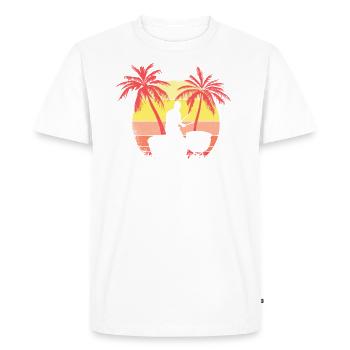 Timpani Drums Playing Man Summer Sunset 80s Palm - Men's Premium Organic T-Shirt - white - Front - Nico (187cm)