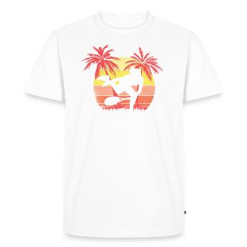 Tennis Serve Girl Summer Sunset 80s Palm - Men's Premium Organic T-Shirt - white - Front - Nico (187cm)