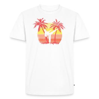 Taekwondo Fighting Sunset Sunset Sunset de los 80 - T-shirt Premium bio Homme - blanc - Devant - Nico (187cm)