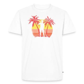 Paddle Board Guy Sunset Sunset 80s Palm - T-shirt Premium bio Homme - blanc - Devant - Nico (187cm)