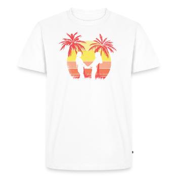 Pareja romántica lesbiana tomando manos al - T-shirt Premium bio Homme - blanc - Devant - Nico (187cm)