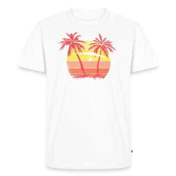 Hangglider Summer Sunset 80s Palm - Men's Premium Organic T-Shirt - white - Front - Nico (187cm)