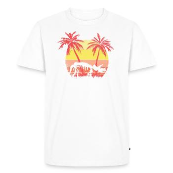 TRICERATOPS DINOSAURA SKELET SUMMER SUNSET 80S - T-shirt Premium bio Homme - blanc - Devant - Nico (187cm)