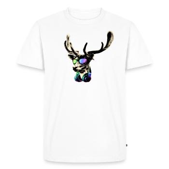 Ciervo DJ Pegatina Brown Música genial y - T-shirt Premium bio Homme - blanc - Devant - Nico (187cm)