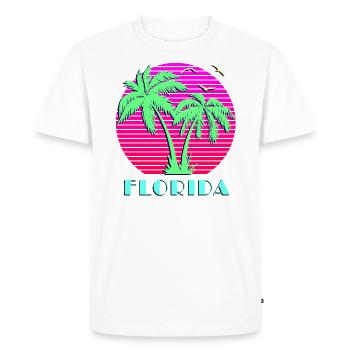 Florida Retro Palm Trees Sunset - T-shirt Premium bio Homme - blanc - Devant - Nico (187cm)