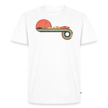 Car Classic 1960s Retro Vintage Sunset Rainbow - Men's Premium Organic T-Shirt - white - Front - Nico (187cm)