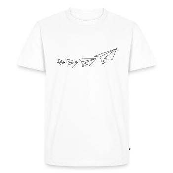 paper airplane - Men's Premium Organic T-Shirt - white - Front - Nico (187cm)