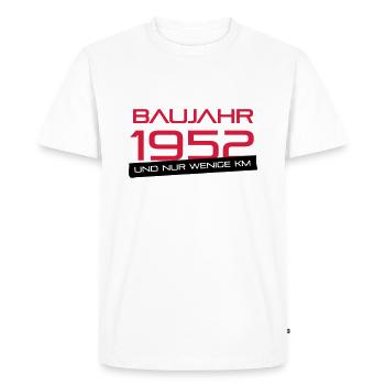 Peu km - Année 1952 - T-shirt Premium bio Homme - blanc - Devant - Nico (187cm)