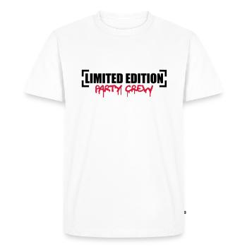 Limited Edition Party Crew Design - Men's Premium Organic T-Shirt - white - Front - Nico (187cm)