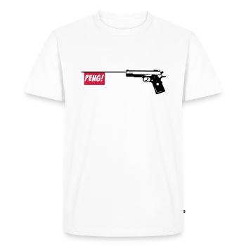 Gun PENG 2c - T-shirt Premium bio Homme - blanc - Devant - Nico (187cm)