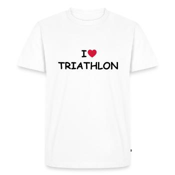 J'aime / coeur Triathlon - T-shirt Premium bio Homme - blanc - Devant - Nico (187cm)
