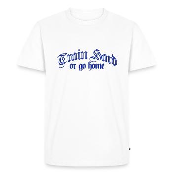Cool Train Hard Or Go Home Logo - T-shirt Premium bio Homme - blanc - Devant - Nico (187cm)