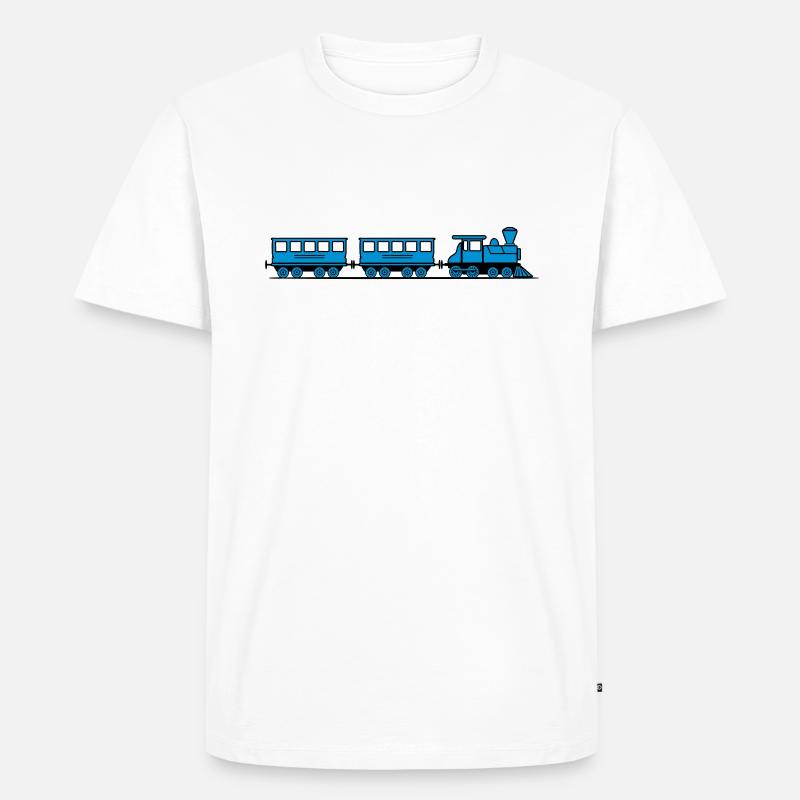 Zug Eisenbahn Dampflok Wagons - Männer Premium Bio T-Shirt - Weiß
