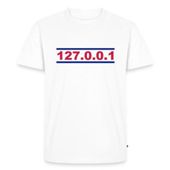 127.0.0.1 - Men's Premium Organic T-Shirt - white - Front - Nico (187cm)