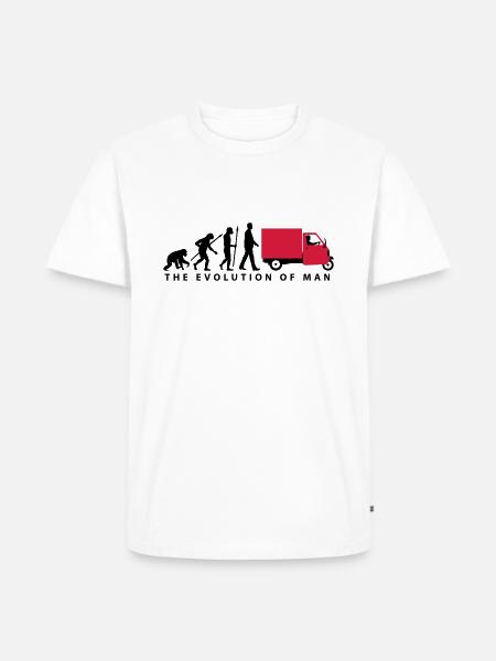 evolution_of_man_Piaggio Ape_092014_b_2c - Männer Premium Bio T-Shirt - Weiß