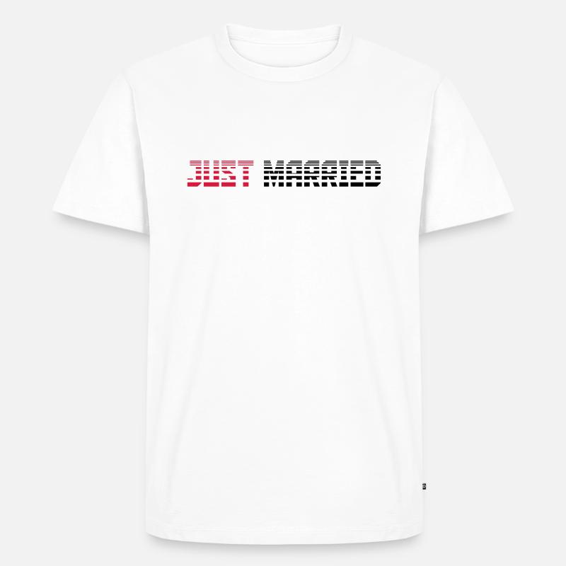 Just Married Text Logo Design - Männer Premium Bio T-Shirt - Weiß