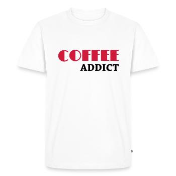 Coffee Addict - Men's Premium Organic T-Shirt - white - Front - Nico (187cm)