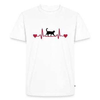Cat & Heartbeat, Heart - T-shirt Premium bio Homme - blanc - Devant - Nico (187cm)