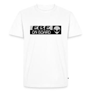 EBE ON BOARD - Men's Premium Organic T-Shirt - white - Front - Nico (187cm)