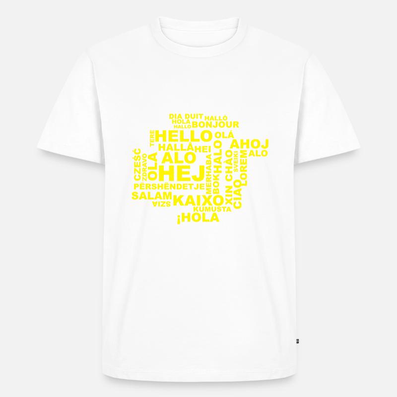 Hallo in 29 Sprachen - Männer Premium Bio T-Shirt - Weiß