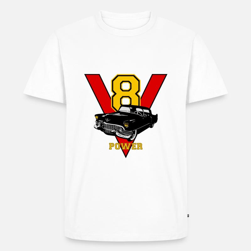 v8 - Männer Premium Bio T-Shirt - Weiß