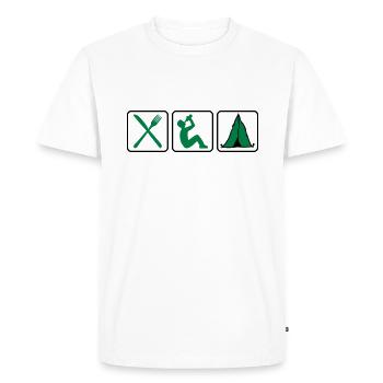 Eat Drink camp tent tents drinking alcohol beer pa - Men's Premium Organic T-Shirt - white - Front - Nico (187cm)