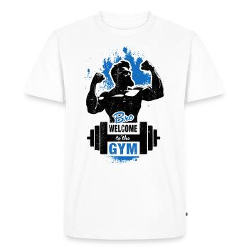 Frère, Bienvenue au gymnase - sombre - T-shirt Premium bio Homme - blanc - Devant - Nico (187cm)