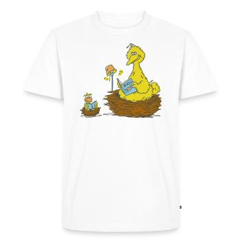 Sesame Street Toccata Et Little Bird Lecture - T-shirt Premium bio Homme - blanc - Devant - Nico (187cm)