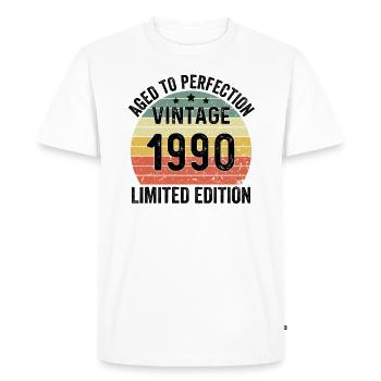 Vieilli à la perfection Vintage 1990 Edition Limitée - T-shirt Premium bio Homme - blanc - Devant - Nico (187cm)