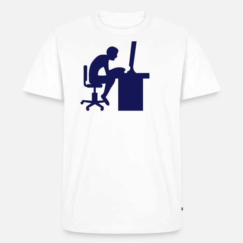 icon desktop computer arbeit 2062 - Männer Premium Bio T-Shirt - Weiß