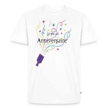 Joyeux anniversaire, cadeau anniversaire - T-shirt Premium bio Homme - blanc - Devant - Nico (187cm)