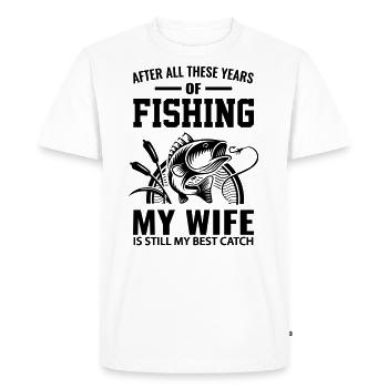 Pêche pêche pêche drôles de phrases amusante cadeau épouse - T-shirt Premium bio Homme - blanc - Devant - Nico (187cm)