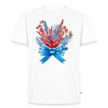 Blue-Red Leaves Bouquet with Blue Ribbon - Men's Premium Organic T-Shirt - white - Front - Nico (187cm)