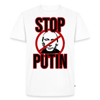 Arrêtez Poutine - T-shirt Premium bio Homme - blanc - Devant - Nico (187cm)