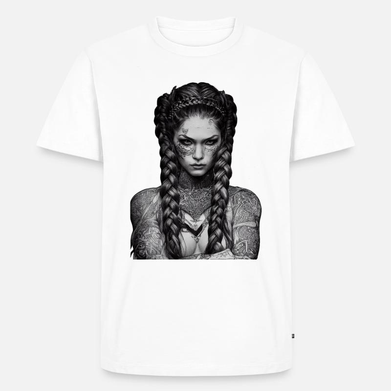 Tätowierte Wikingerin 2 - Männer Premium Bio T-Shirt - Weiß