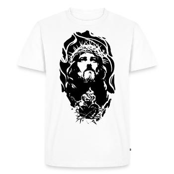 Dessin religieux catholique - Mode gothique - T-shirt Premium bio Homme - blanc - Devant - Nico (187cm)