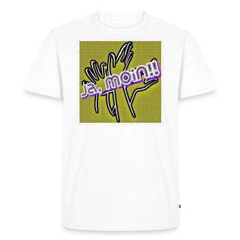 Yes, Moin!! (Yes, good morning) Slang - Image - 2023 - Men's Premium Organic T-Shirt - white - Front - Nico (187cm)