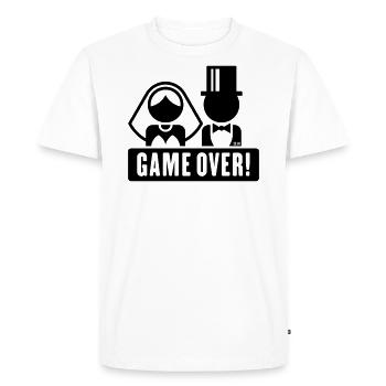 Couple nuptial / Game Over / Heads (YAA / Mariage / B) - T-shirt Premium bio Homme - blanc - Devant - Nico (187cm)