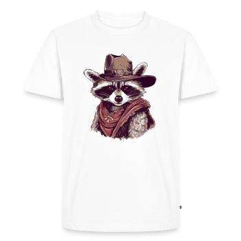 The Cowboy Raccoon - Men's Premium Organic T-Shirt - white - Front - Nico (187cm)