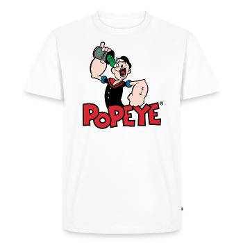Logo Popeye Mangeant Des Épinards - T-shirt Premium bio Homme - blanc - Devant - Nico (187cm)