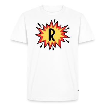 Lettre R - T-shirt Premium bio Homme - blanc - Devant - Nico (187cm)