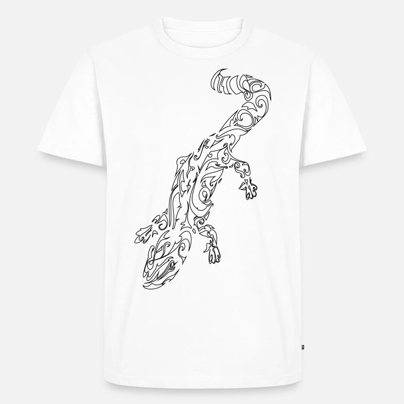 Stammesweiße Eidechse Umrisse schwarz - Männer Premium Bio T-Shirt - Weiß