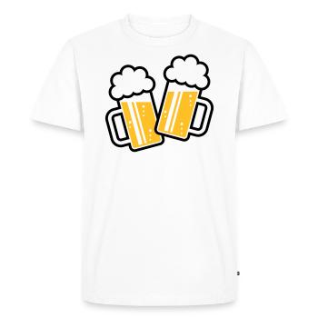 2 chopes de bière toast, à votre santé ! (Chopes à bière 2C) - T-shirt Premium bio Homme - blanc - Devant - Nico (187cm)