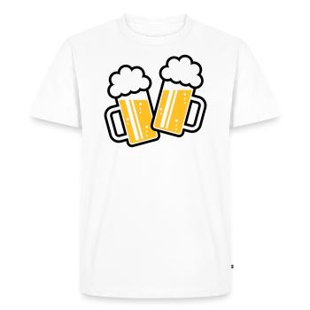 2 chopes de bière toast, à votre santé ! (Chopes à bière 3C) - T-shirt Premium bio Homme - blanc - Devant - Nico (187cm)