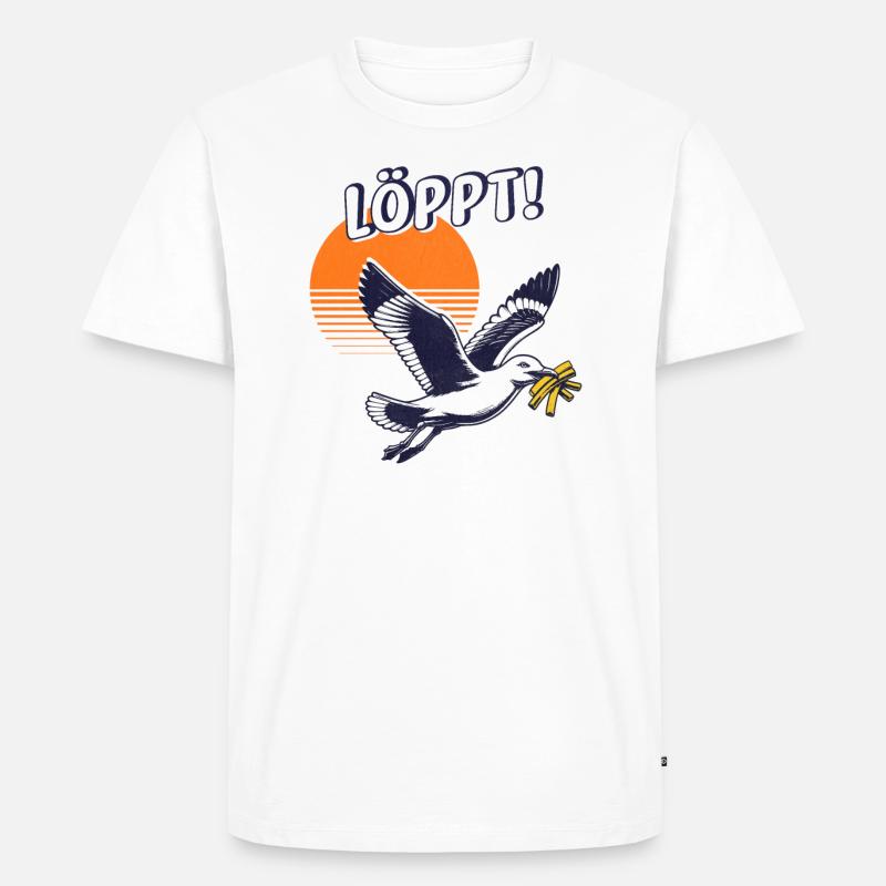 Löppt - Möwe Pommes - Männer Premium Bio T-Shirt - Weiß