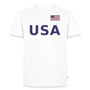 ÉQUIPE Bannière du drapeau américain des États-Unis sur la police - T-shirt Premium bio Homme - blanc - Devant - Nico (187cm)