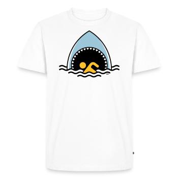 Requin et flotteur (Requin / Nager / 3C) - T-shirt Premium bio Homme - blanc - Devant - Nico (187cm)
