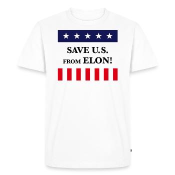 Sauvez-nous d’Elon ! (Sauvez-nous d’Elon !) - T-shirt Premium bio Homme - blanc - Devant - Nico (187cm)