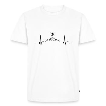 ECG Curve - Heart Curve - Pulse - Snowboard - Mountains - Men's Premium Organic T-Shirt - white - Front - Nico (187cm)